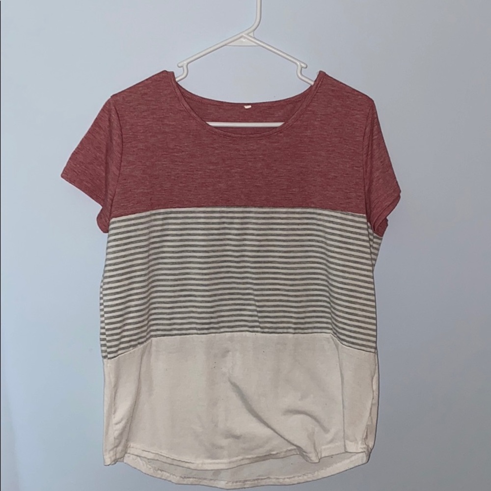 Pink and White Striped Tee
